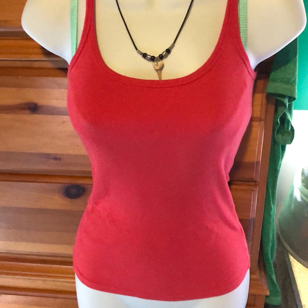 Topshop petite size 12 red ribbed tank top